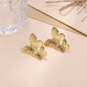 1 Pair Gold Butterfly Earrings Elegant Everyday Wear Chic European-and-american Style Earrings