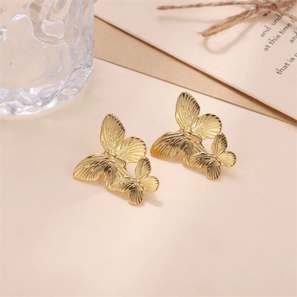 1 Pair Gold Butterfly Earrings Elegant Everyday Wear Chic European-and-american Style Earrings