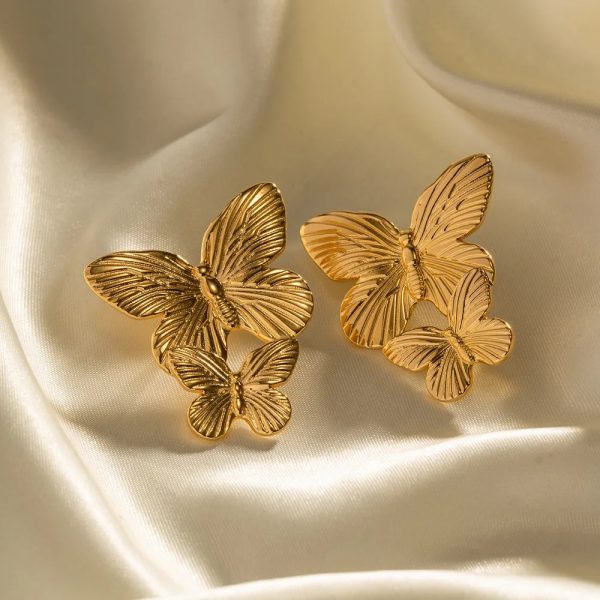 1 Pair Gold Butterfly Earrings Elegant Everyday Wear Chic European-and-american Style Earrings