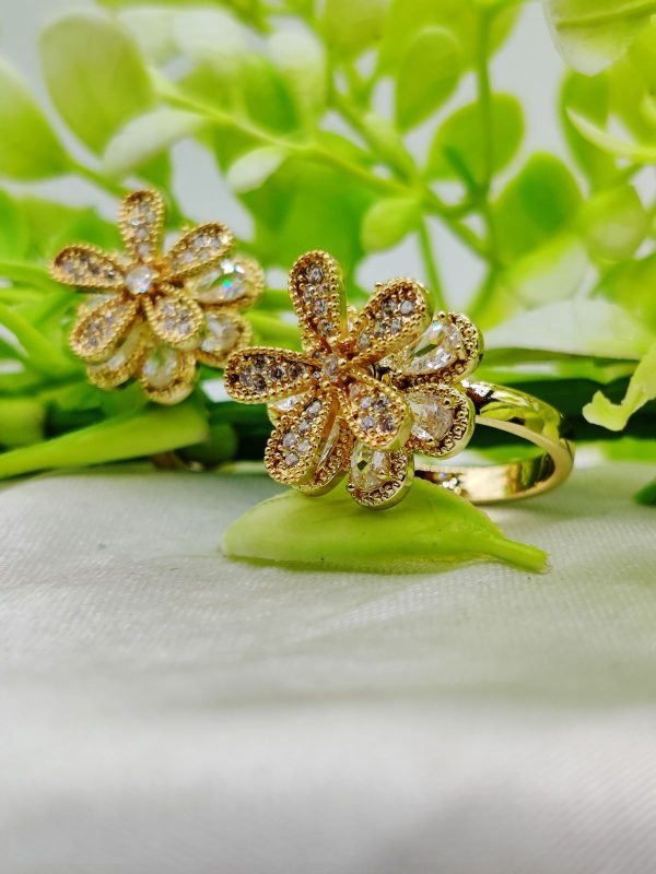 1 Piece Imported Blooming Elegance Adjustable Ring Set – Two Radiant Color 🌟 | Luxurious Design Ring | Adjustable Ring | Ring For Girls & Women ✨