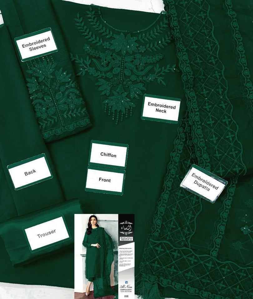 Baroque Suit New Collection with Green Colour