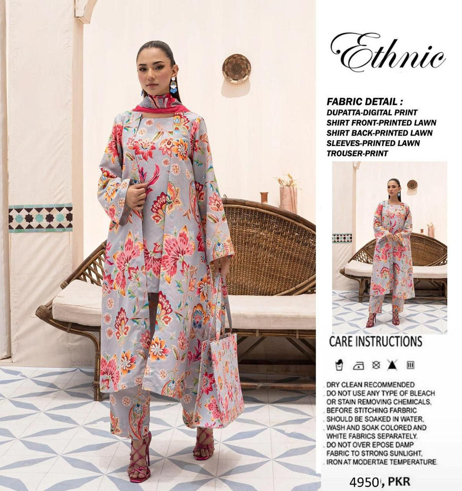 Brand Ethnic Available In Lawn Fabric