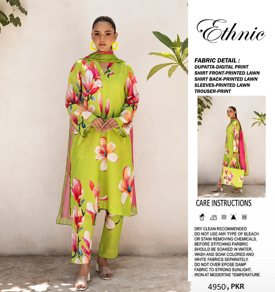 Brand Ethnic Available In Lawn Fabric