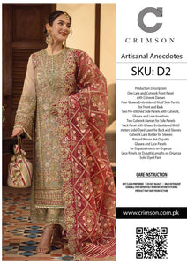 Crimson Embroidered Organza Suit 