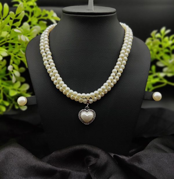 Imported-elegant-double Necklace-with-heart-pendant-girls-women