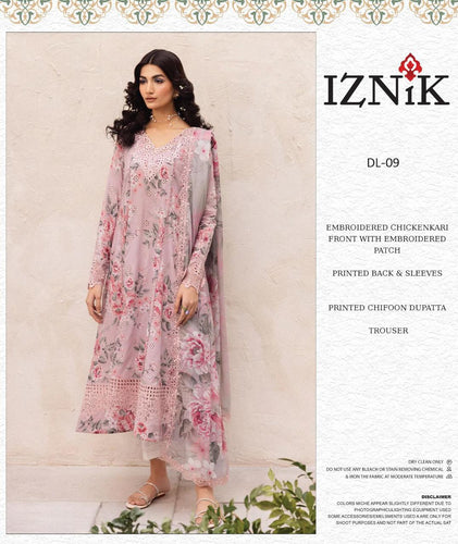 Iznik DL-09 – Embroidered Chickenkari Lawn Suit