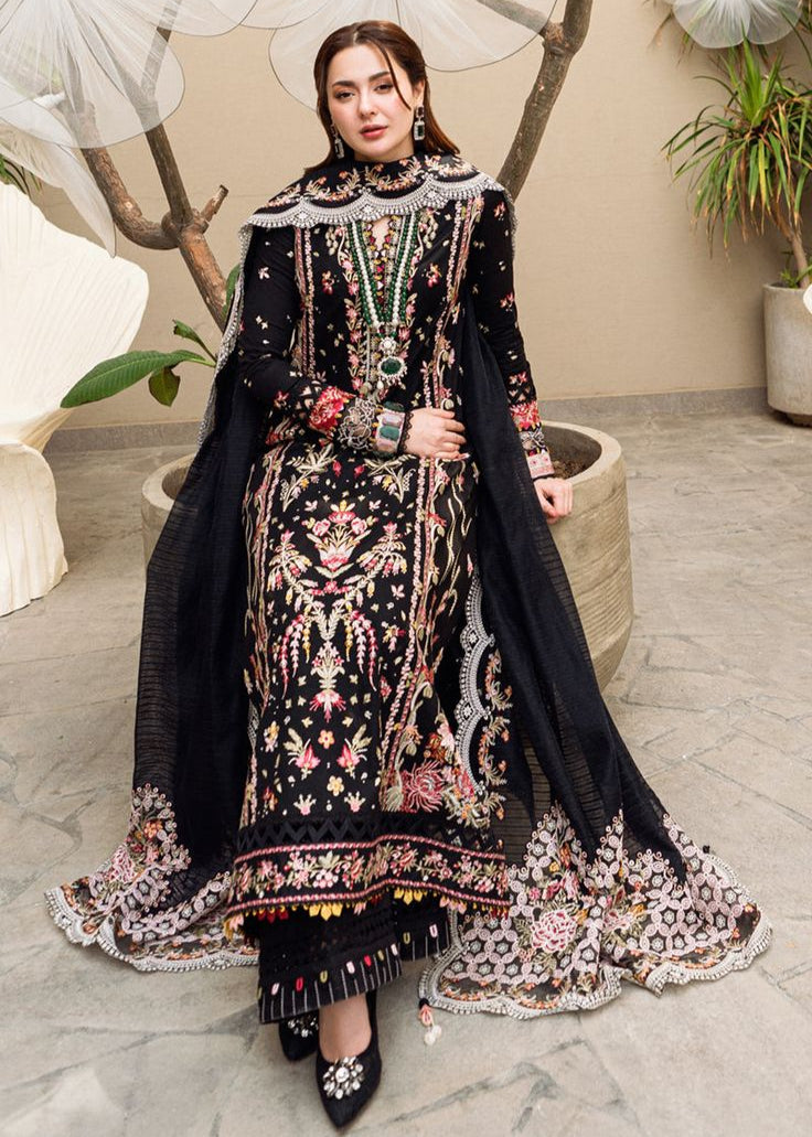 Qalamkar Shoya Lawn Volume Sahil Collection 2025 with black dress