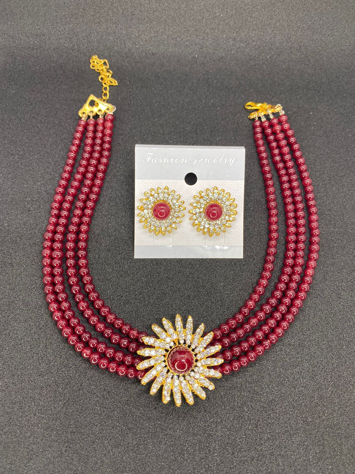 Stylish Pearls Necklace Set Stud With Earrings For Girls & Woman