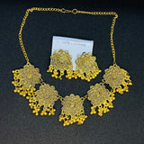 Antique Silver Afghani Flower Choker Necklace With Earrings For Women & Girls
