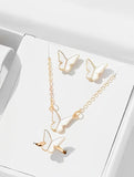 Butterfly Set, Pack Of 4 / Pendants Necklace Earrings Ring For Women Jewelry