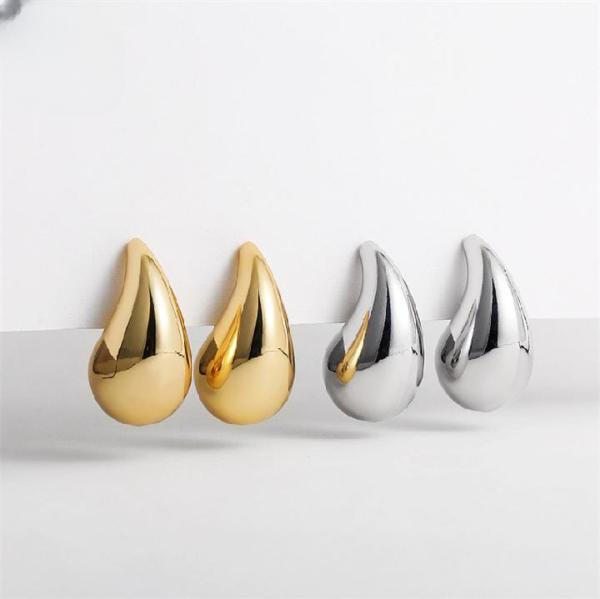 Chunky Dome Drop Earrings For Women Glossy Thick Teardrop Earrings Dupes Lightweight Hoops
