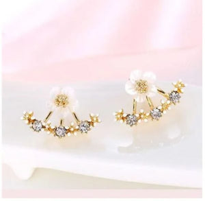 Daisy Back Hanging Stud Earrings | Flower Earrings Fresh Earrings Girls Earrings Jewelry For Women