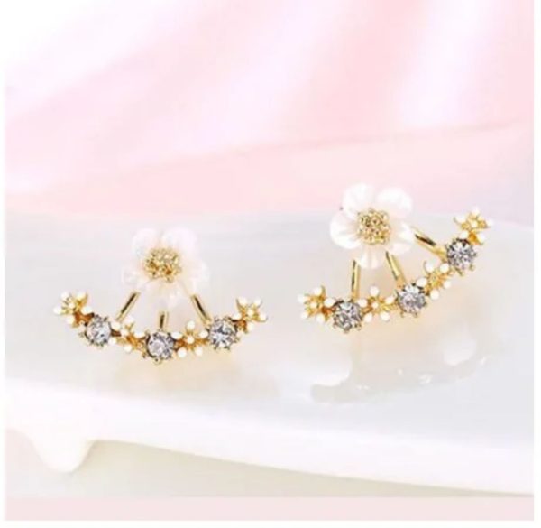 Daisy Back Hanging Stud Earrings | Flower Earrings Fresh Earrings Girls Earrings Jewelry For Women