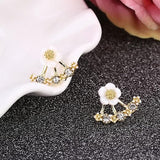 Daisy Back Hanging Stud Earrings | Flower Earrings Fresh Earrings Girls Earrings Jewelry For Women