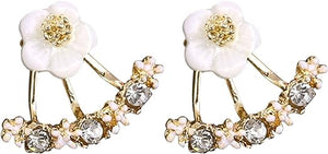 Daisy Back Hanging Stud Earrings | Flower Earrings Fresh Earrings Girls Earrings Jewelry For Women