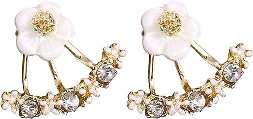 Daisy Back Hanging Stud Earrings | Flower Earrings Fresh Earrings Girls Earrings Jewelry For Women