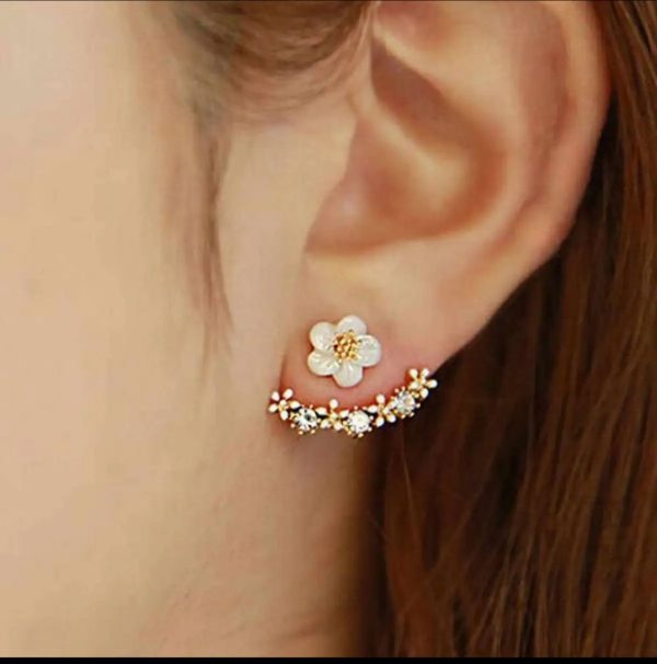 Daisy Back Hanging Stud Earrings | Flower Earrings Fresh Earrings Girls Earrings Jewelry For Women