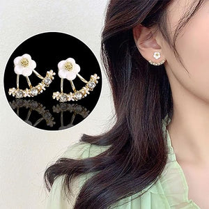 Daisy Back Hanging Stud Earrings | Flower Earrings Fresh Earrings Girls Earrings Jewelry For Women