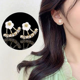Daisy Back Hanging Stud Earrings | Flower Earrings Fresh Earrings Girls Earrings Jewelry For Women