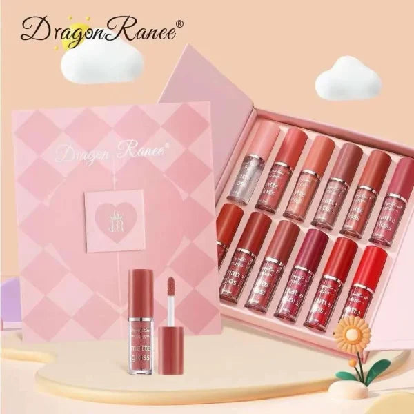 Dragon Ranee 12-color Matte Lip Gloss Set – Long-lasting Waterproof Lip Gloss Set, High-pigment Liquid Lipstick Collection – Smooth Velvet Finish – Perfect For Daily Wear, Gifting & Professional Use