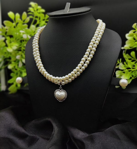 elegant-double-strand-pearl-necklace-with-heart-Shape
