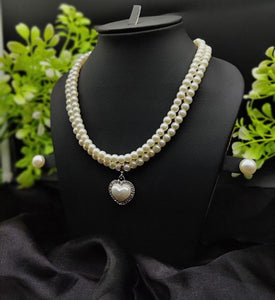 elegant-double-strand-pearl-necklace-with-heart-Shape