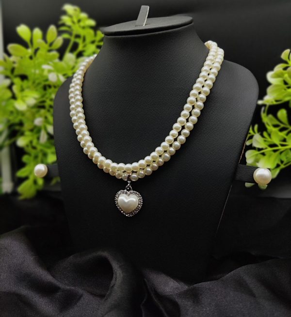 elegant-double-strand-pearl-necklace-with-heart-Shape
