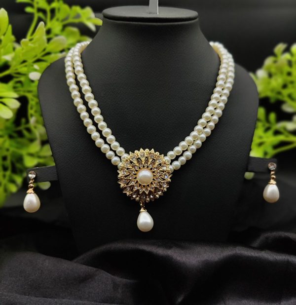 imported-radiant-double-layered-pearl-necklace-with-golden-sunburst-pendant-girls-women-fashion