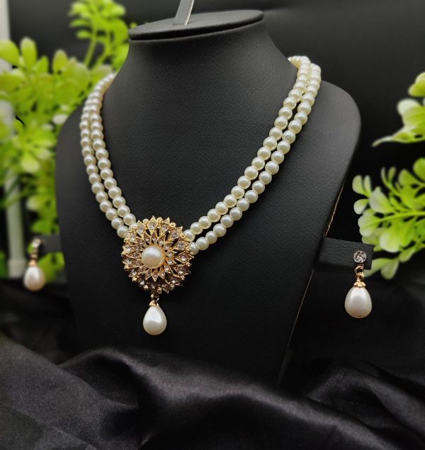 imported-radiant-double-layered-pearl-necklace-with-golden-sunburst-pendant-girls-women-fashion-1
