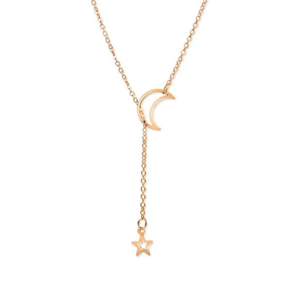 simple-and-elegant-moon-star-pendant-necklace with gold colour